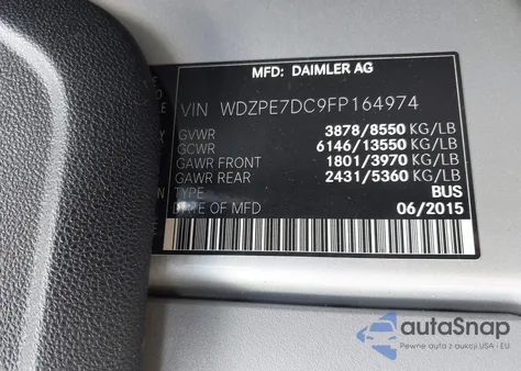 2015 Mercedes-Benz Sprinter 2500 Normal Roof z USA, uszkodzony, nr VIN WDZPE7DC9FP164974